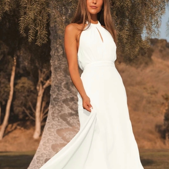 Lulus Dresses & Skirts - Lulus| Truly Delightful White Halter Maxi Dress| Size XS| WeddinglProm|Gown